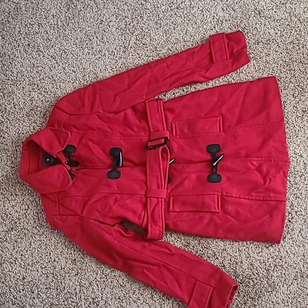 XXI Red Wool Blend Winter Coat With Toggles. -Size S